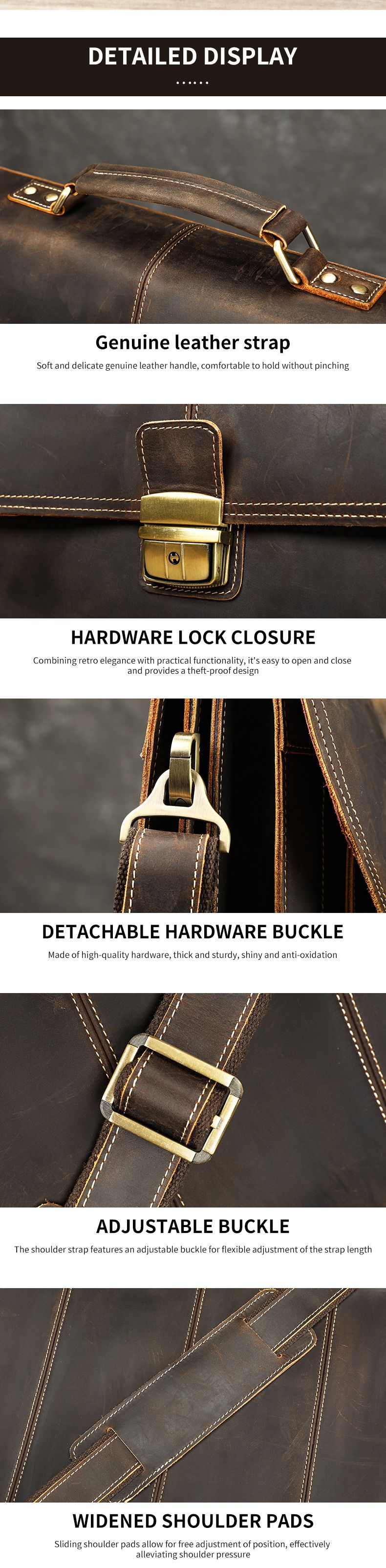 頭層牛皮公事包 男士手袋斜背包公文包 高檔蓋式商務電腦包 瘋馬皮16吋筆電包手提包推薦 真皮包包