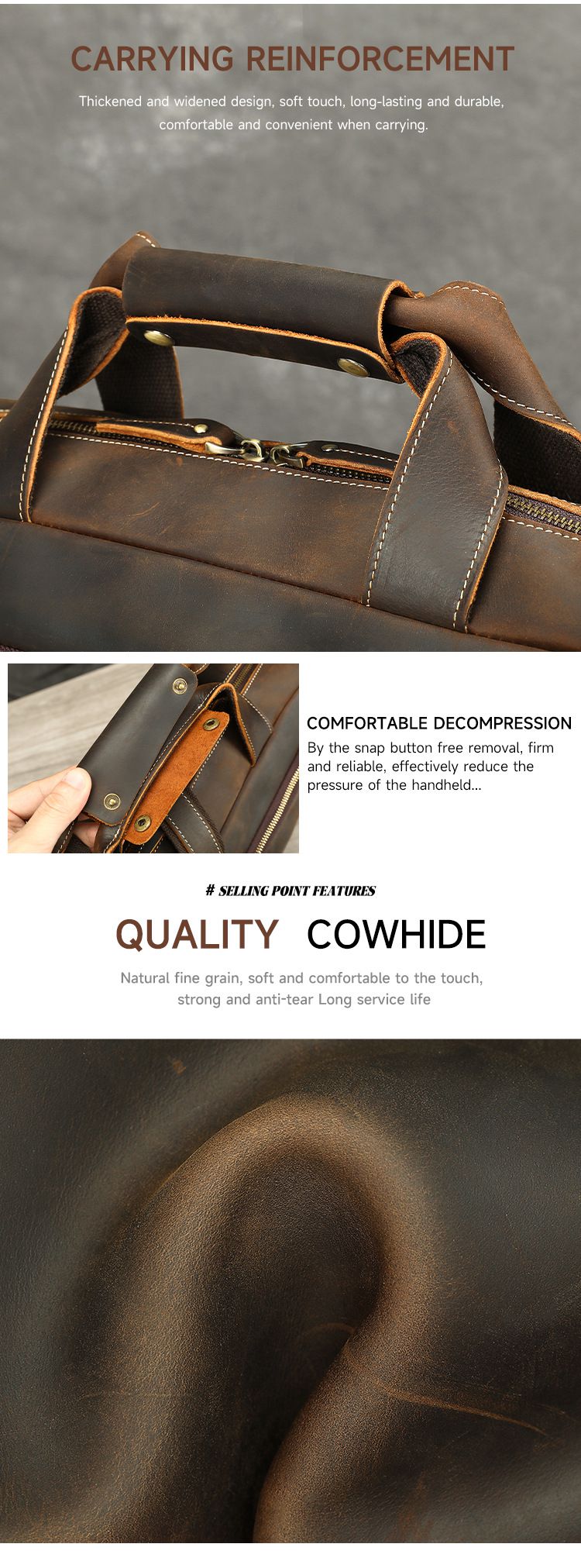 真皮大容量17吋筆電包 商務公文包 高級手工瘋馬皮手提包公事包手袋 簡約電腦文件包男推薦 真皮包包