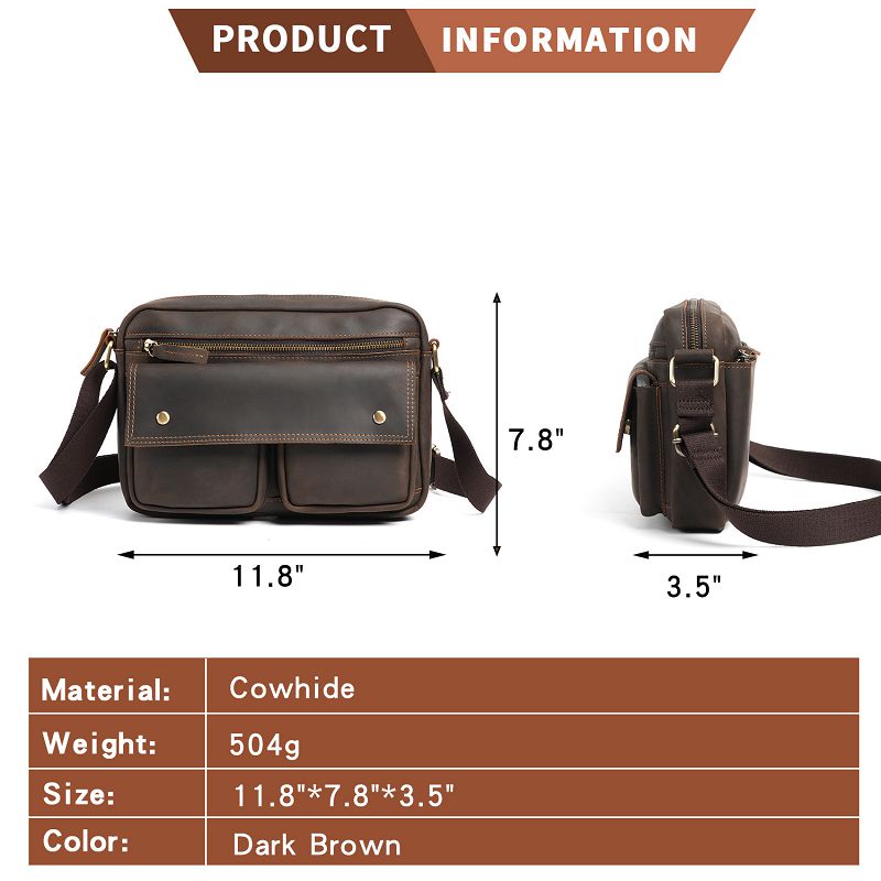 復古瘋馬皮單肩包 新款大容量頭層牛皮斜挎包 加寬減壓肩帶時尚通勤休閒包斜背包推薦 真皮包包