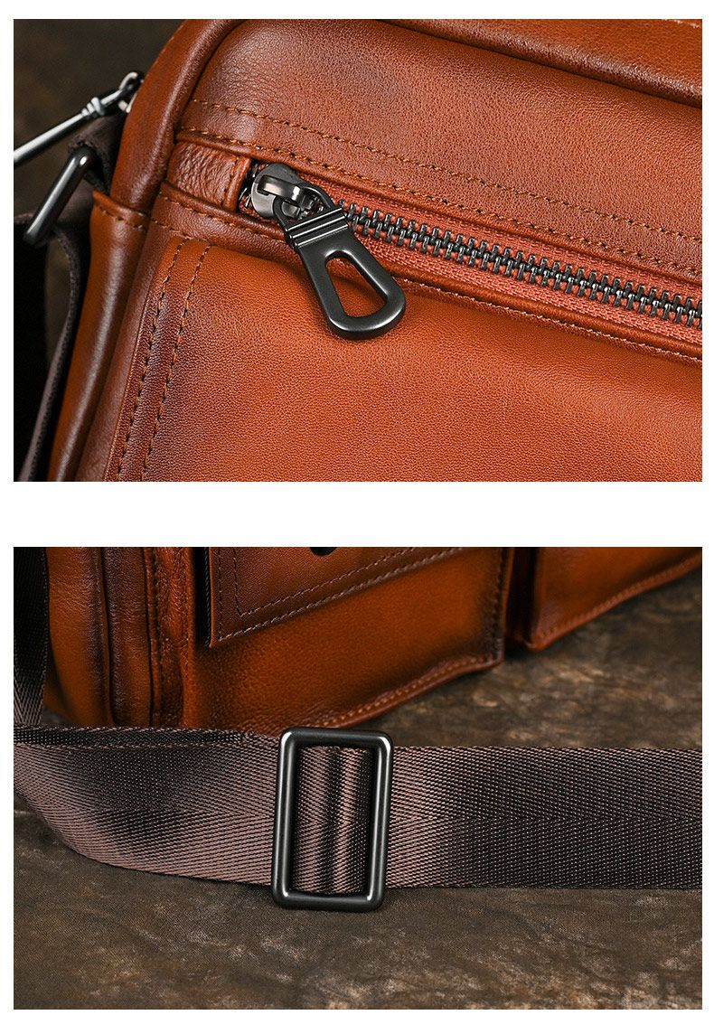 男士復古植鞣皮單肩包斜挎包 真皮男包 歐美新款小眾做舊斜背包 頭層牛皮肩背包推薦 真皮包包