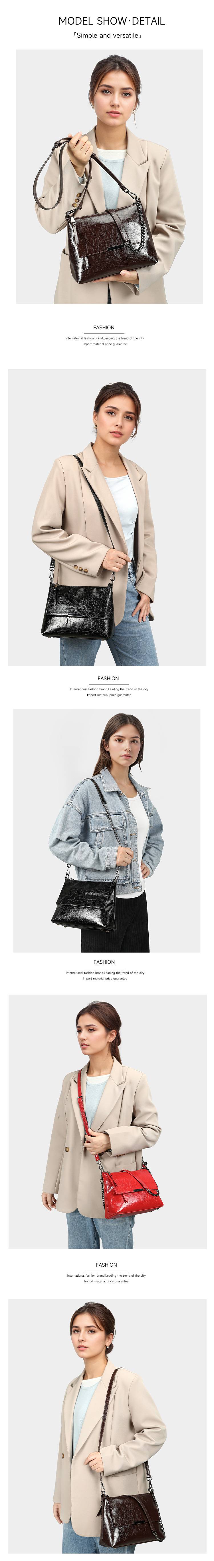 新款真皮女包 簡約通勤包 蓋式小方包斜背包 多肩帶時尚百搭腋下包 女式鏈條包推薦 真皮包包