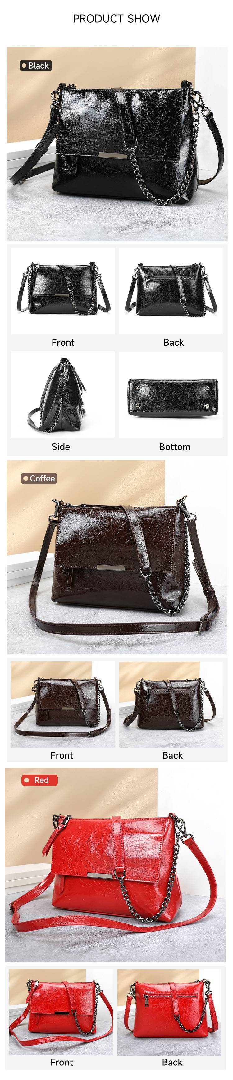 新款真皮女包 簡約通勤包 蓋式小方包斜背包 多肩帶時尚百搭腋下包 女式鏈條包推薦 真皮包包