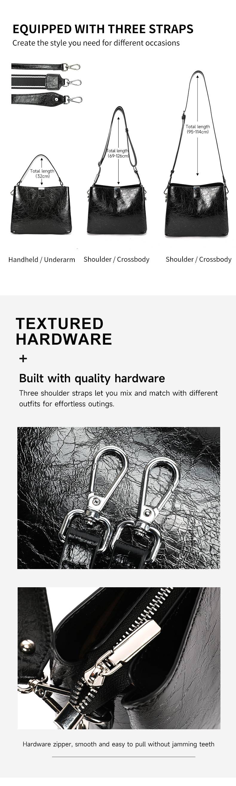 新款氣質時尚女士真皮手提包 頭層牛皮百搭水桶包手袋 上班通勤斜挎包 高級感女包斜背包推薦 真皮包包