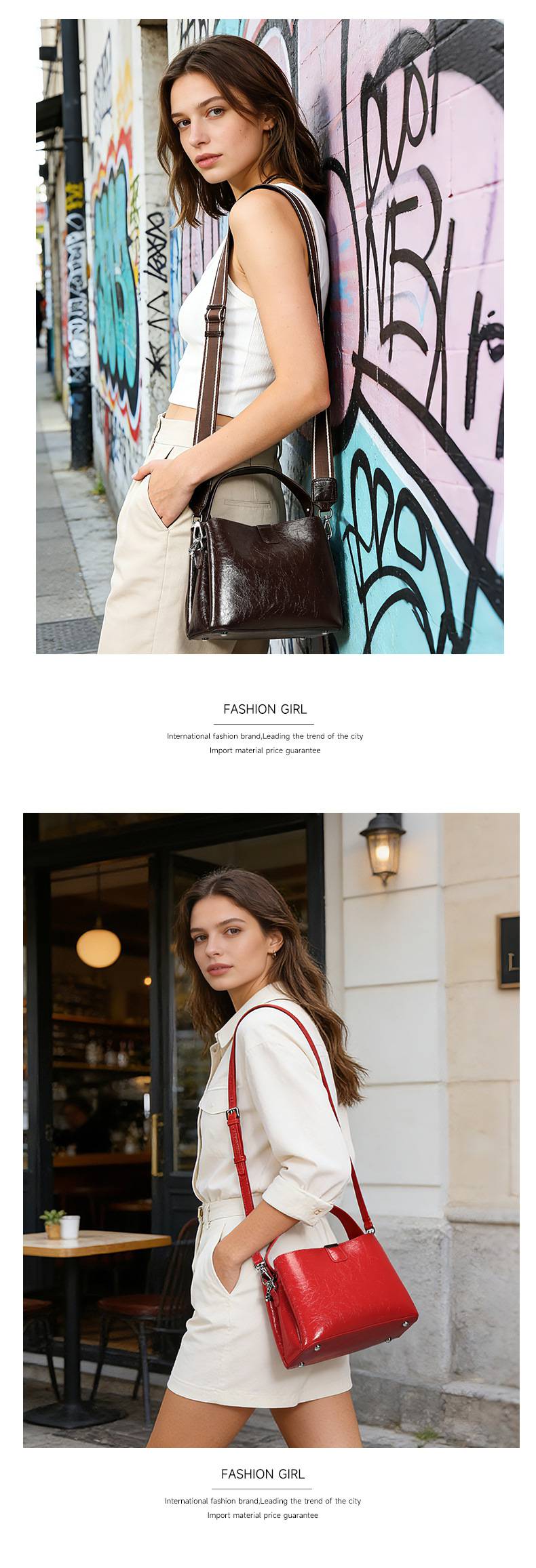 新款氣質時尚女士真皮手提包 頭層牛皮百搭水桶包手袋 上班通勤斜挎包 高級感女包斜背包推薦 真皮包包