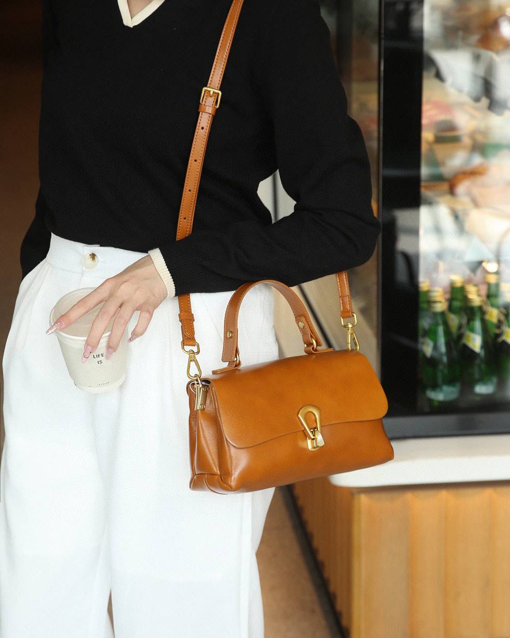 新款小眾復古高級感小方包 植鞣牛皮手提包女包 真皮手袋斜挎包單肩包斜背包推薦 真皮包包