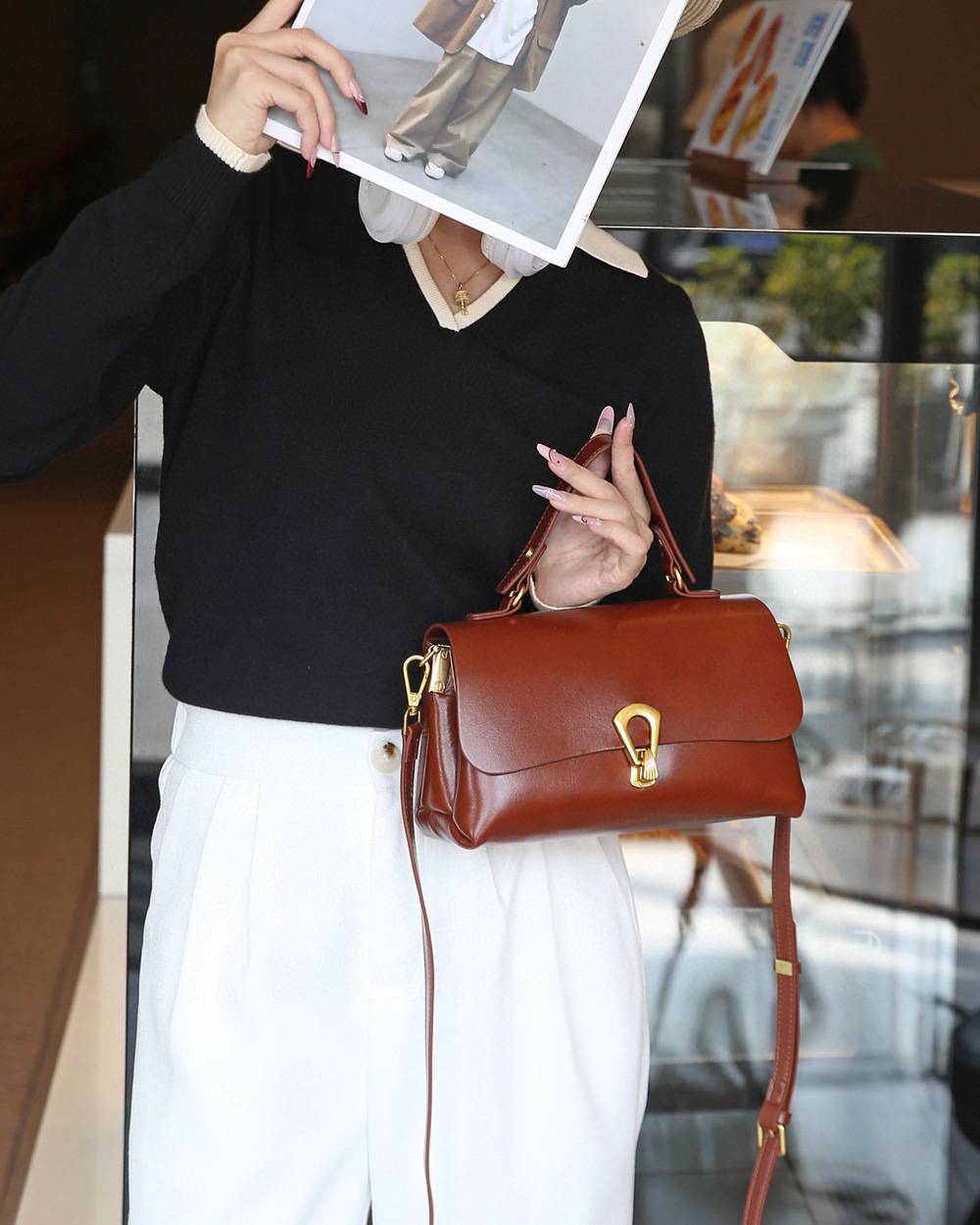 新款小眾復古高級感小方包 植鞣牛皮手提包女包 真皮手袋斜挎包單肩包斜背包推薦 真皮包包