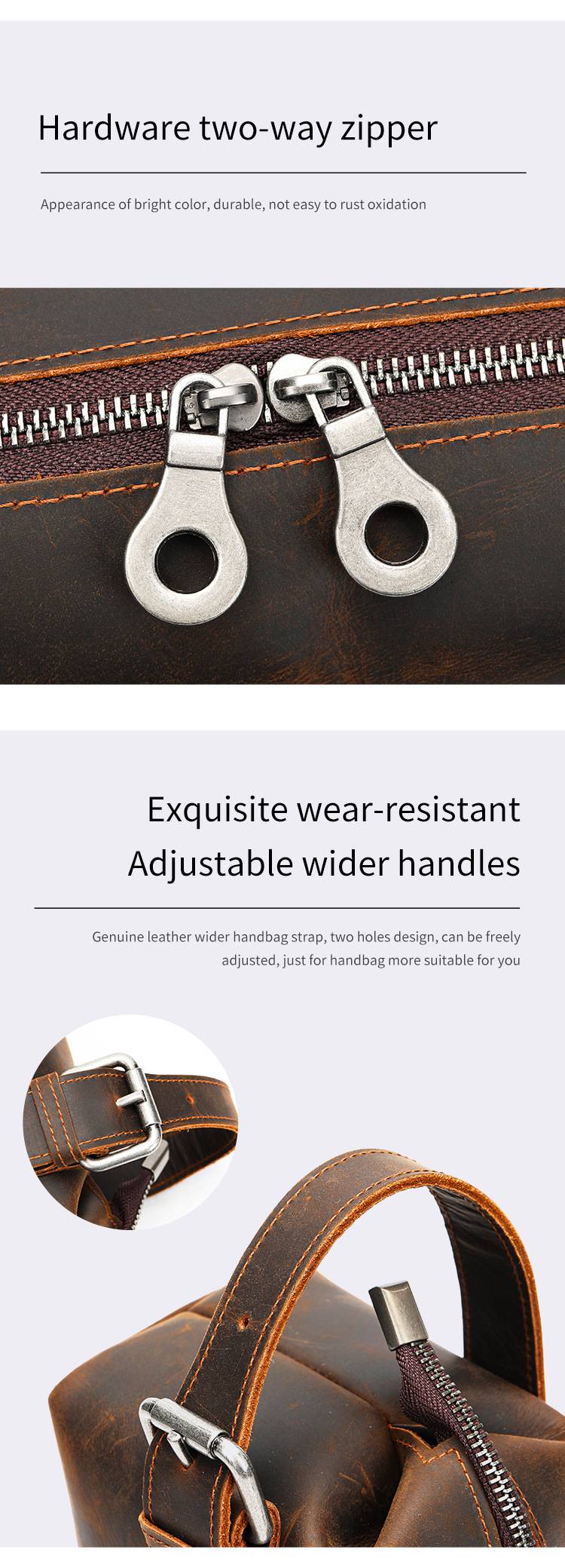 瘋馬皮洗漱化妝包 男式真皮化妝收納包旅行包 新款耐用實用頭層牛皮洗漱包推薦 真皮包包