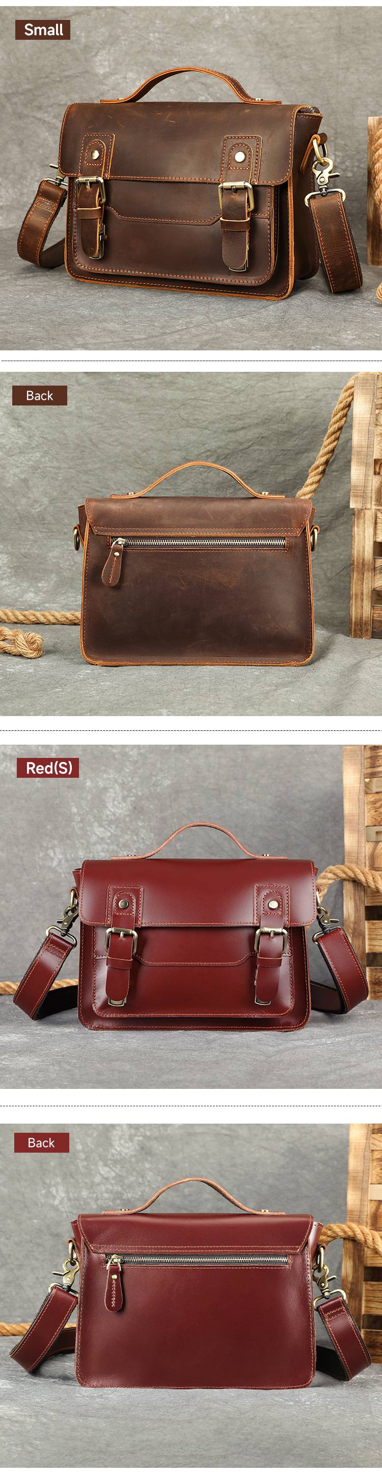 男款瘋馬皮復古郵差包公事包 高級感真皮手提包文件包 大容量15吋公文包斜背包推薦 真皮包包