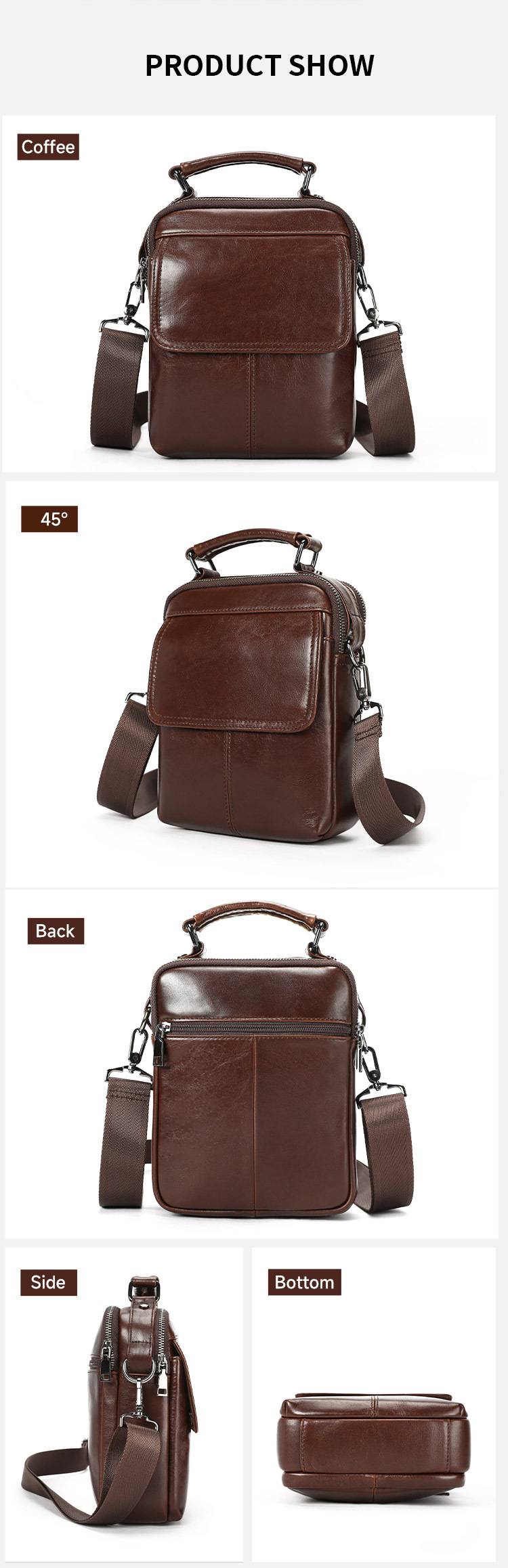 新款真皮男士單肩包斜背包 商務時尚頭層牛皮斜挎包ipad包包 簡約真皮手提包側背包推薦 真皮包包