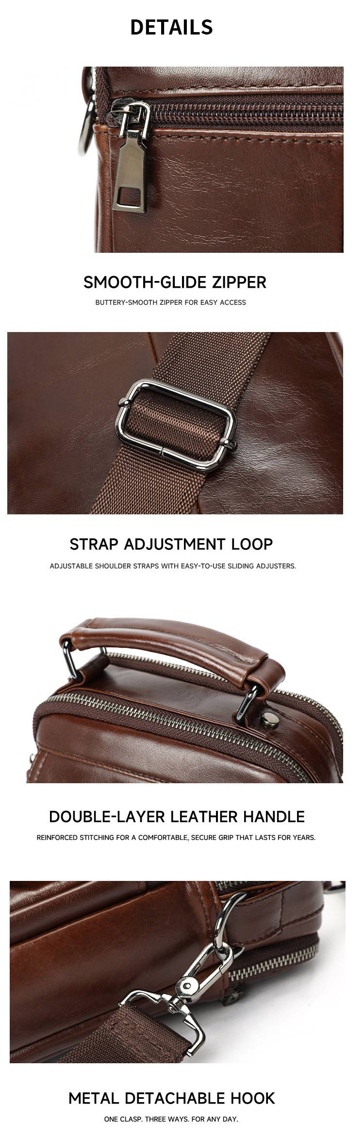 新款真皮男士單肩包斜背包 商務時尚頭層牛皮斜挎包ipad包包 簡約真皮手提包側背包推薦 真皮包包