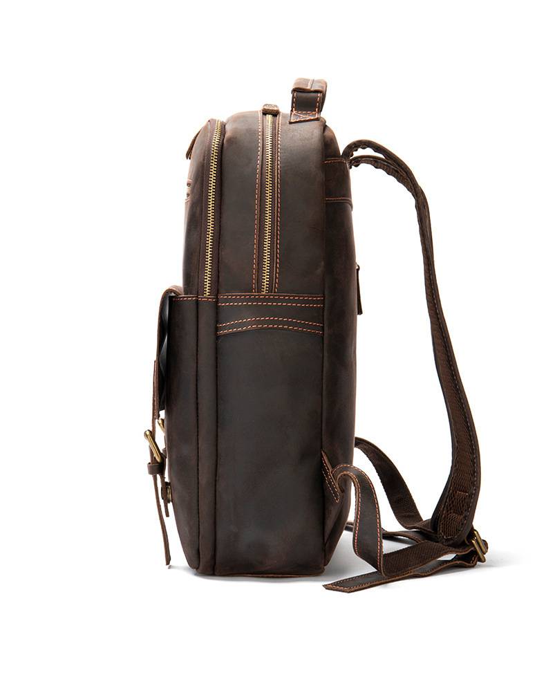 新款瘋馬皮歐美熱銷後背包 復古男雙肩背包 大容量電腦雙肩包 戶外旅行包出行男士包包推薦 真皮包包