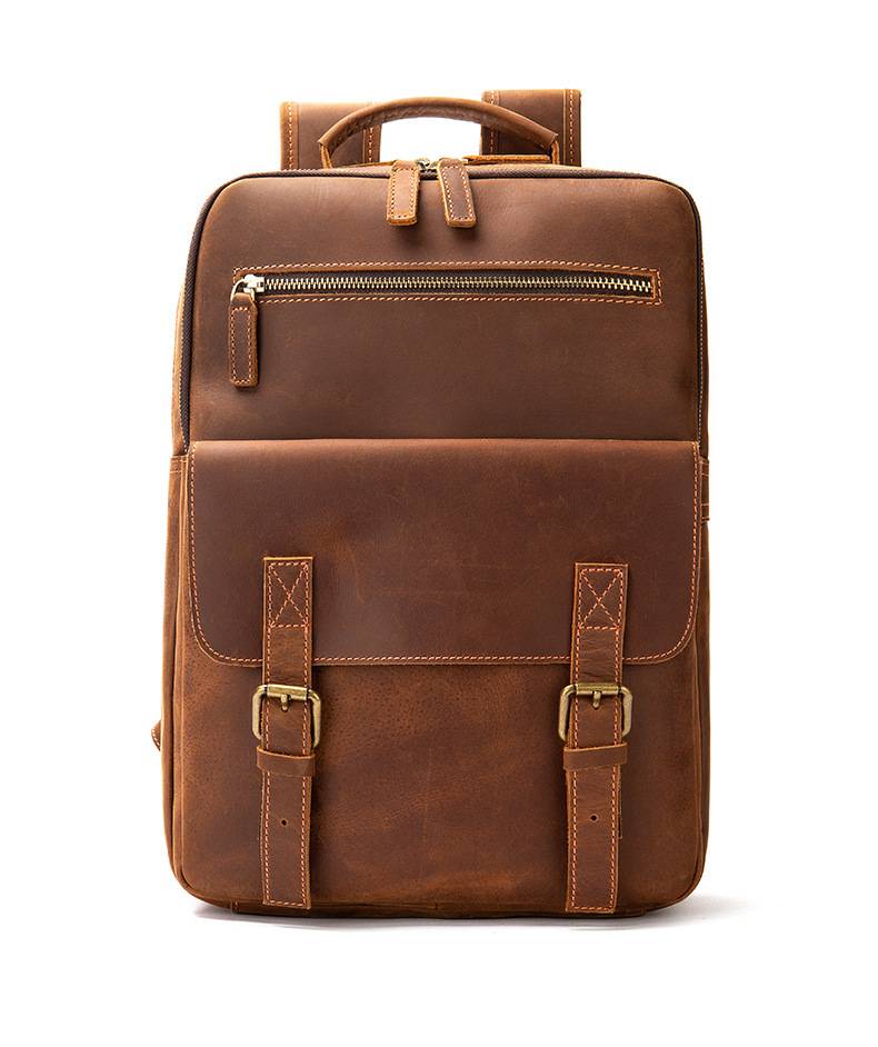 新款瘋馬皮歐美熱銷後背包 復古男雙肩背包 大容量電腦雙肩包 戶外旅行包出行男士包包推薦 真皮包包