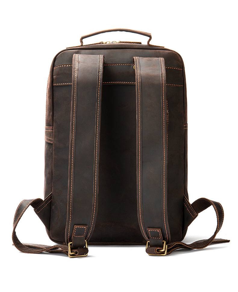 新款瘋馬皮歐美熱銷後背包 復古男雙肩背包 大容量電腦雙肩包 戶外旅行包出行男士包包推薦 真皮包包