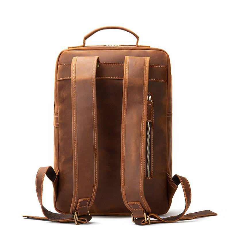 新款瘋馬皮歐美熱銷後背包 復古男雙肩背包 大容量電腦雙肩包 戶外旅行包出行男士包包推薦 真皮包包