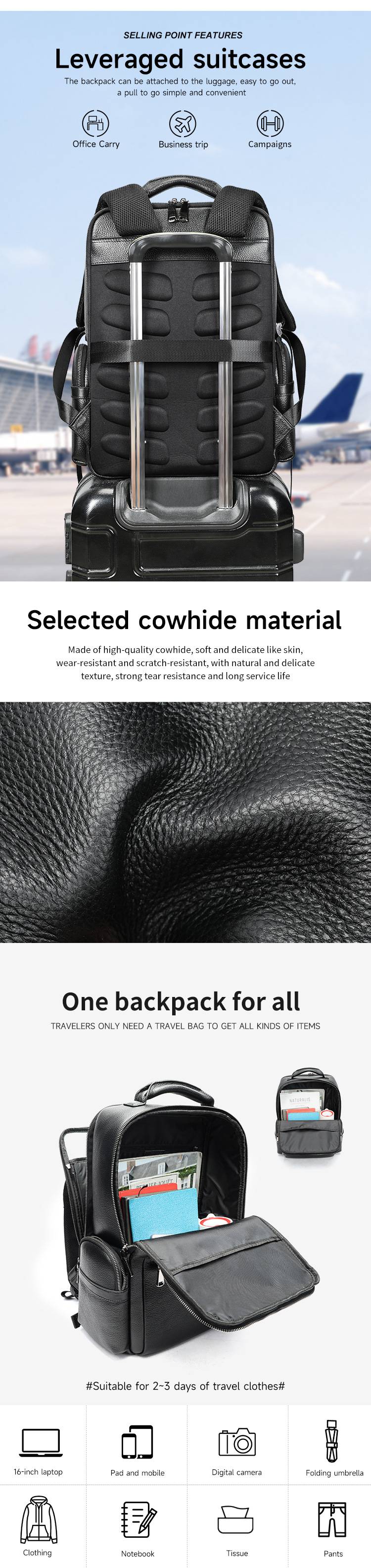 新款韓版3D透氣立體後背包 男士休閒旅行包 高級感真皮雙肩包 商務16吋電腦包頭層牛皮男背包推薦 真皮包包