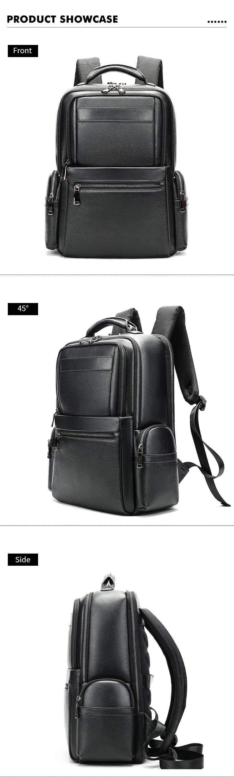 新款韓版3D透氣立體後背包 男士休閒旅行包 高級感真皮雙肩包 商務16吋電腦包頭層牛皮男背包推薦 真皮包包