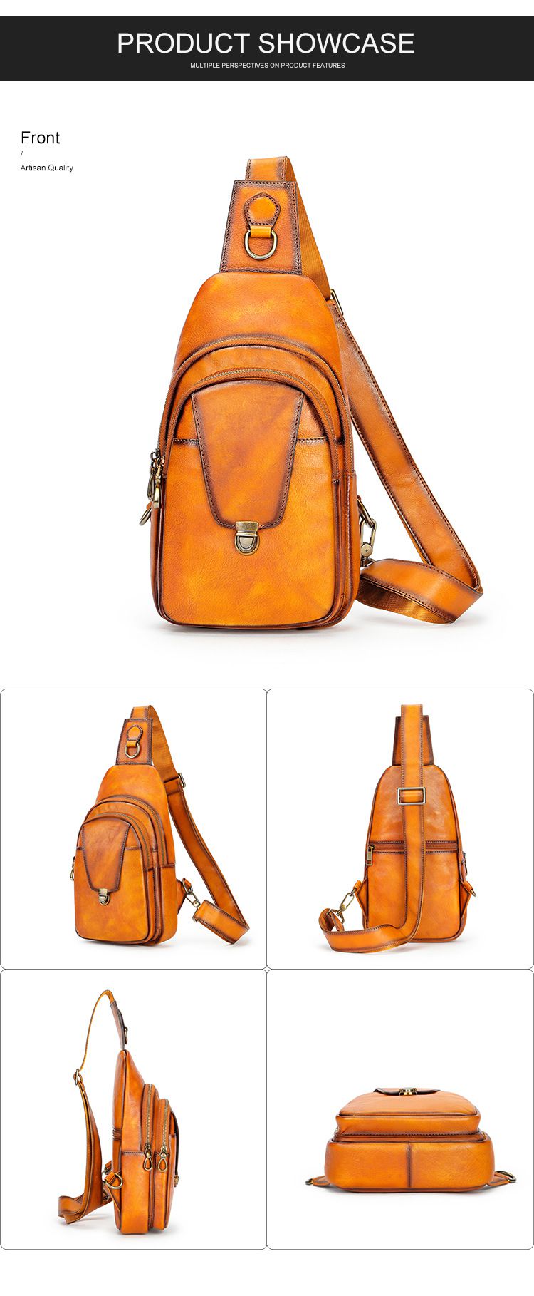 新款擦色胸包斜挎包 男款大容量休閒真皮斜背包 頭層牛皮運動單肩男士胸前包推薦 真皮包包