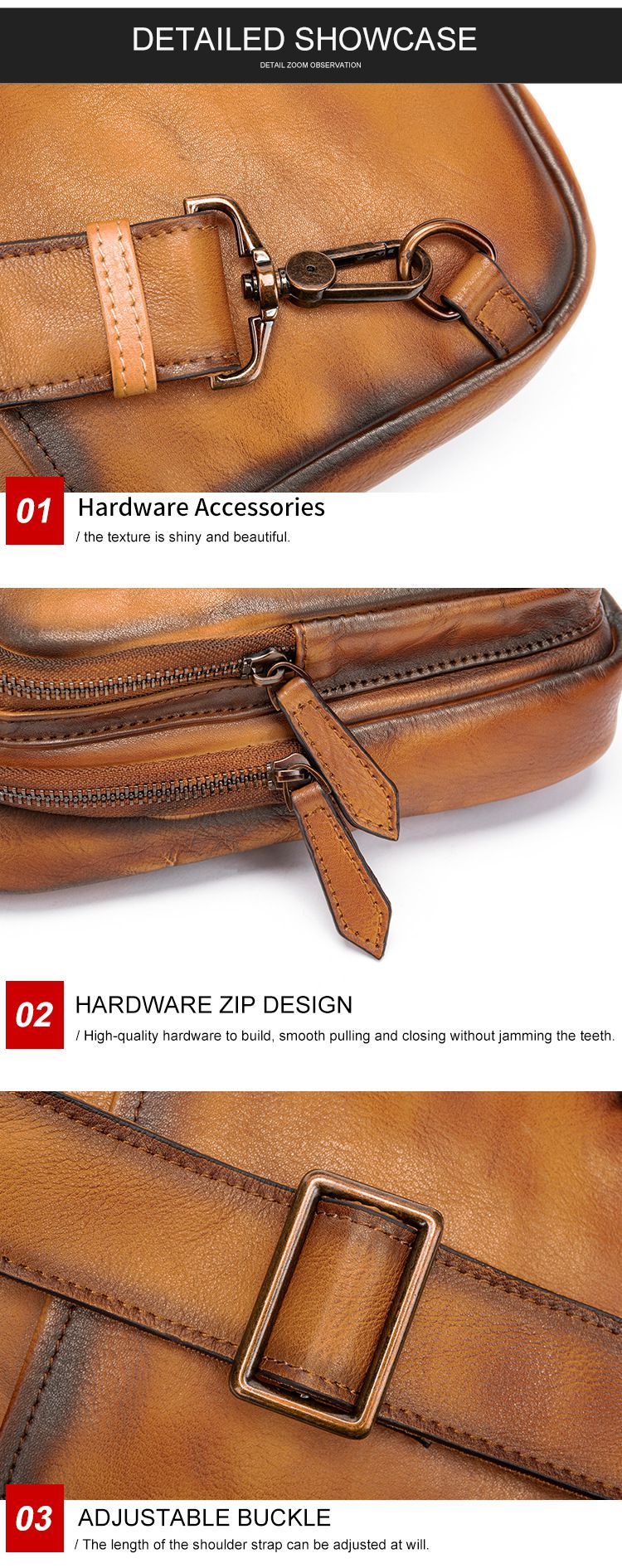 新款男士頭層牛皮胸包 復古擦色斜挎背包 真皮男包多功能牛皮胸前包 時尚高級感單肩包推薦 真皮包包