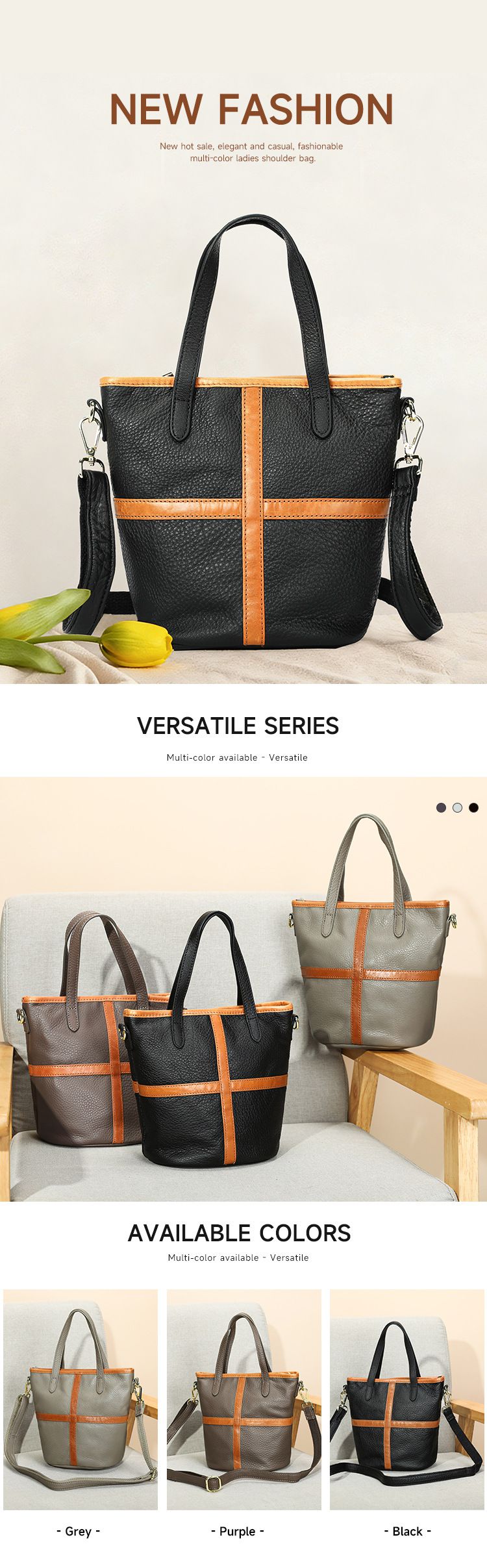 頭層牛皮女士單肩包 時尚百搭手提包托特包 真皮斜挎包水桶包 斜背包側背包推薦 真皮包包