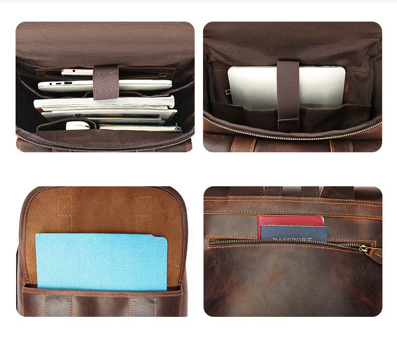 歐美大容量旅行雙肩包 瘋馬皮後背包 真皮男包 復古頭層牛皮學生書包筆電背包推薦 真皮包包