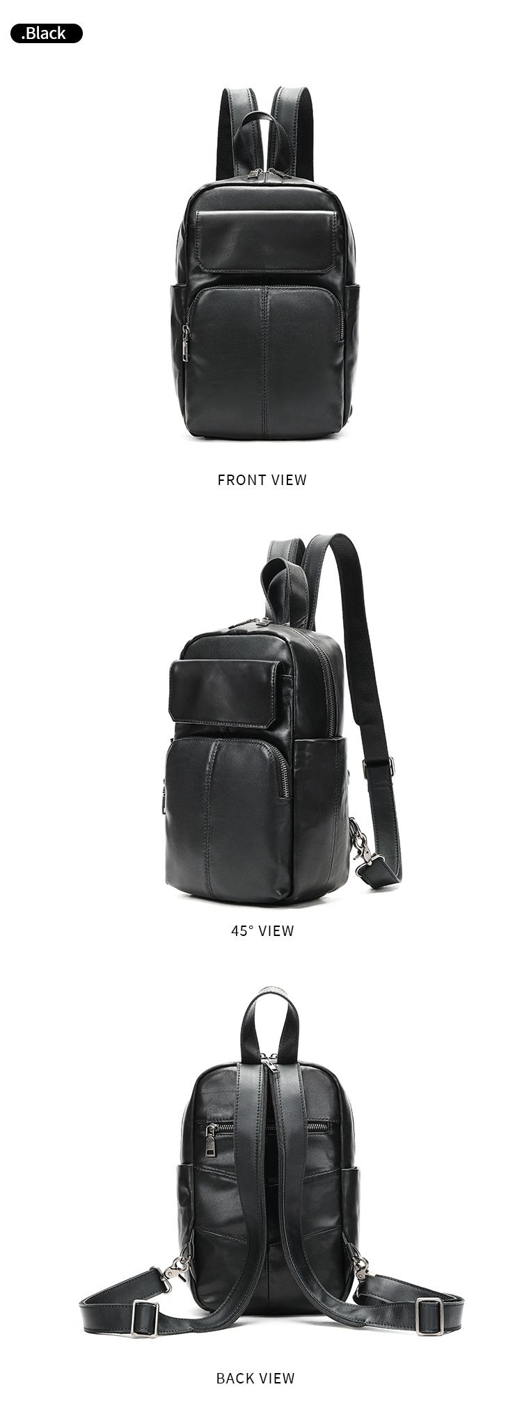 男女兩用胸包後背包 頭層牛皮復古擦色胸前包 大容量雙肩背包 時尚休閒青年包包推薦 真皮包包