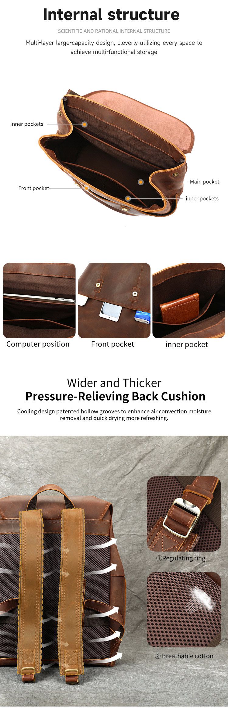 新款時尚瘋馬皮後背包 男款雙肩包旅行包 復古休閒真皮差旅背包 大容量16吋電腦背包推薦 真皮包包