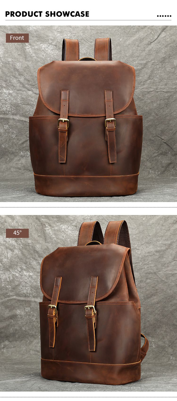 新款時尚瘋馬皮後背包 男款雙肩包旅行包 復古休閒真皮差旅背包 大容量16吋電腦背包推薦 真皮包包