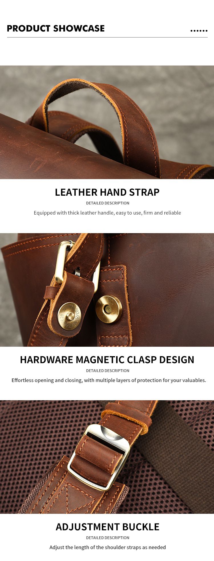 新款時尚瘋馬皮後背包 男款雙肩包旅行包 復古休閒真皮差旅背包 大容量16吋電腦背包推薦 真皮包包