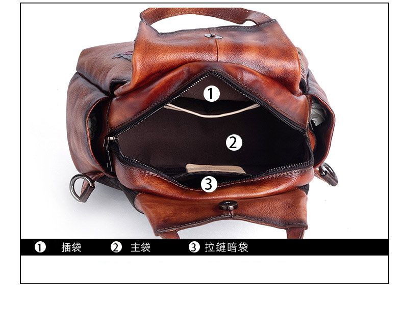 新款復古擦色頭層牛皮後背包 真皮女包 大容量雙肩包 創意旅行背包 女式書包推薦 真皮包包