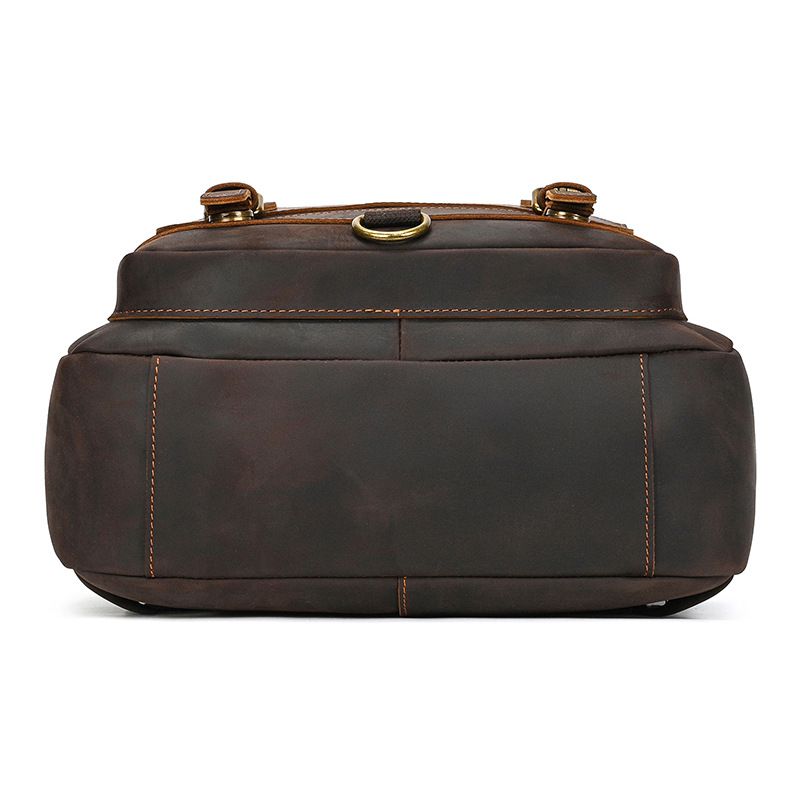 新款復古男士後背包 大容量雙肩包 瘋馬皮旅行背包 頭層牛皮書包 商務15吋電腦包熱賣推薦 真皮包包