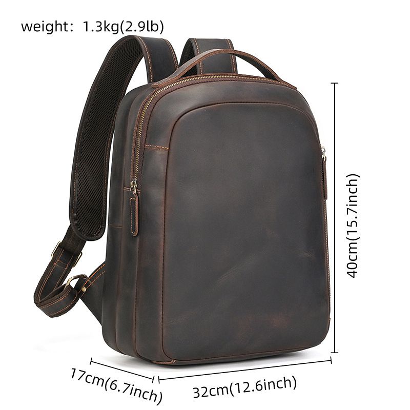 復古歐美後背包 男士真皮雙肩包 瘋馬皮旅行背包 大容量行李包電腦包 頭層牛皮學生書包推薦 真皮包包