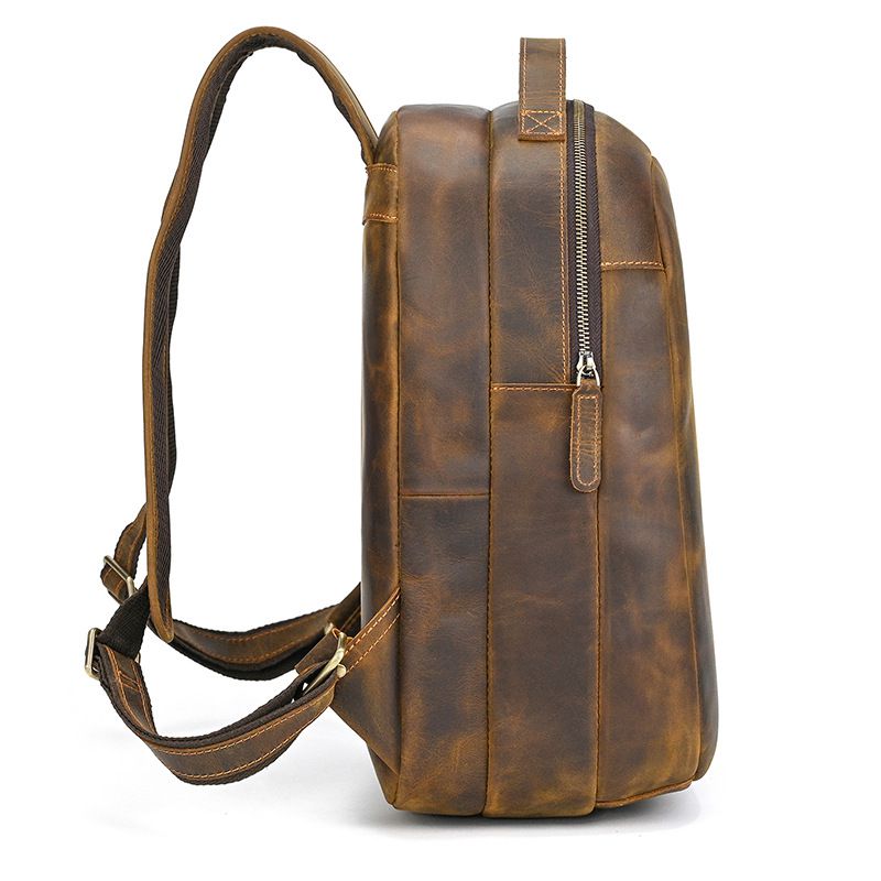 復古歐美後背包 男士真皮雙肩包 瘋馬皮旅行背包 大容量行李包電腦包 頭層牛皮學生書包推薦 真皮包包