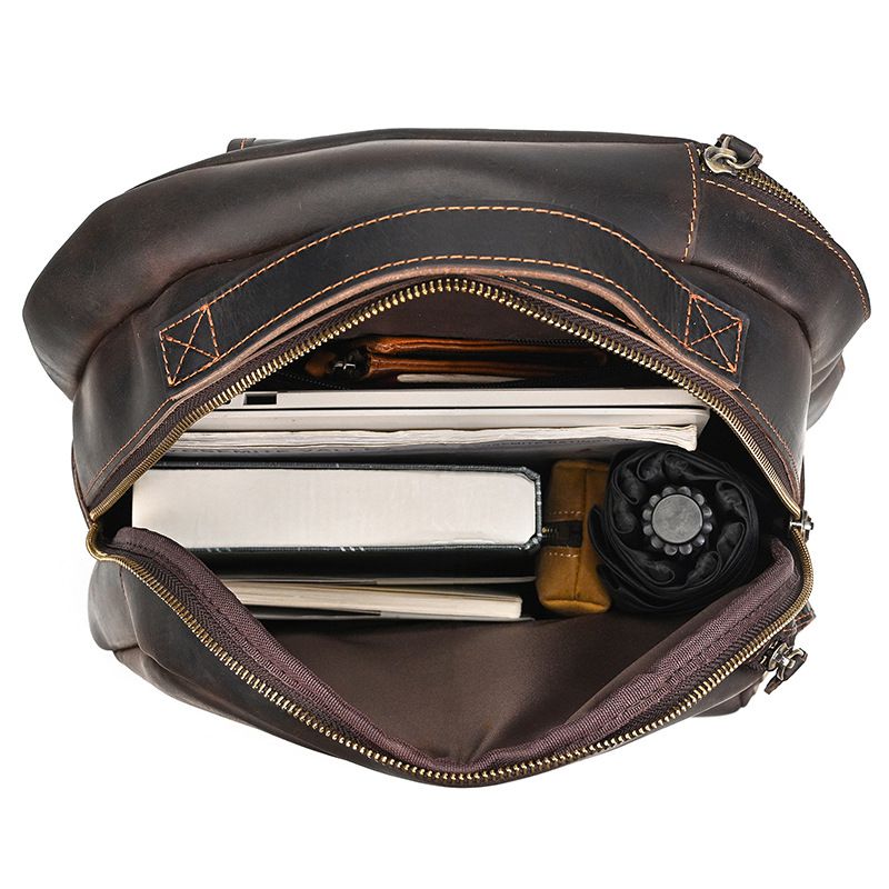 復古歐美後背包 男士真皮雙肩包 瘋馬皮旅行背包 大容量行李包電腦包 頭層牛皮學生書包推薦 真皮包包