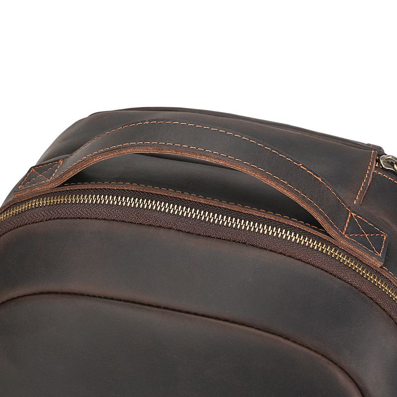 復古歐美後背包 男士真皮雙肩包 瘋馬皮旅行背包 大容量行李包電腦包 頭層牛皮學生書包推薦 真皮包包