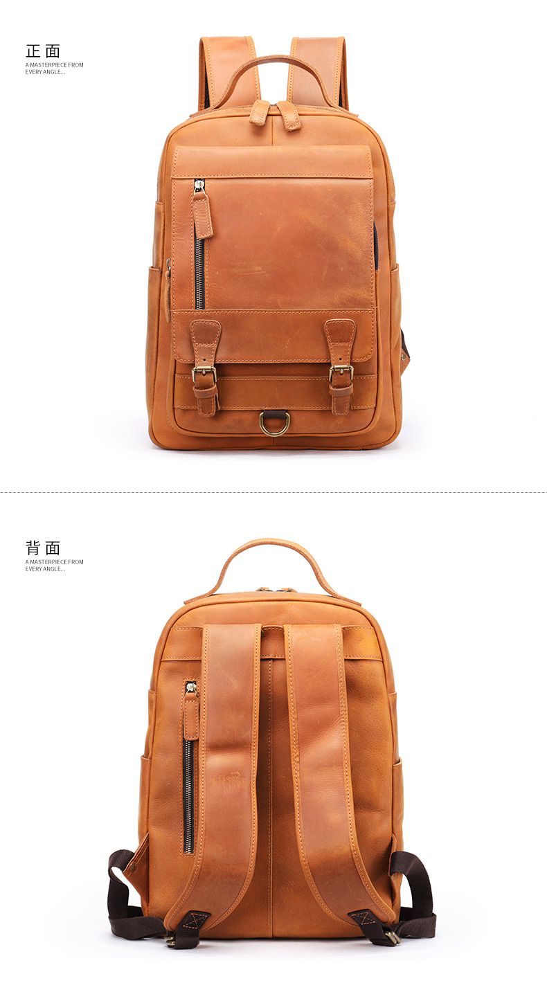 瘋馬皮雙肩包 男真皮大容量電腦背包 新款戶外男士旅行包 頭層牛皮後背包潮包推薦 真皮包包