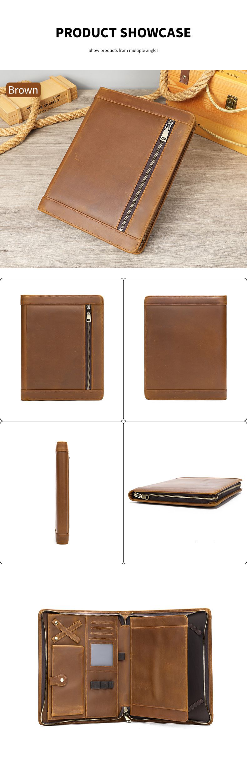 瘋馬皮男士新款商務通勤ipad收納平板包 真皮復古休閒手拿包手包 多功能多卡位包包推薦 真皮包包