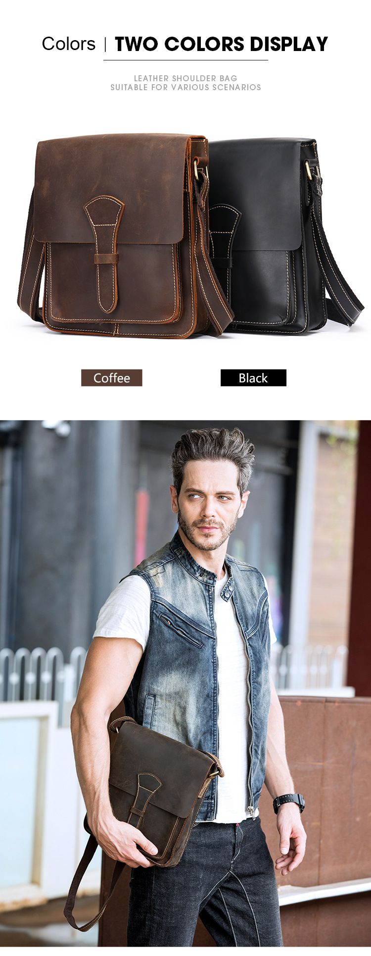 新款瘋馬皮男包斜背包 頭層牛皮男士真皮單肩包 男款復古ipad包包斜挎包 大容量單肩挎包推薦 真皮包包