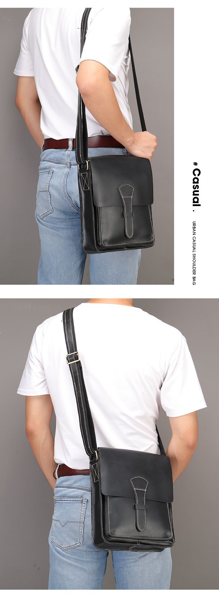 新款瘋馬皮男包斜背包 頭層牛皮男士真皮單肩包 男款復古ipad包包斜挎包 大容量單肩挎包推薦 真皮包包