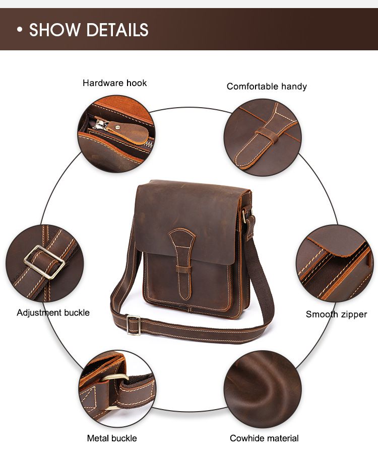 新款瘋馬皮男包斜背包 頭層牛皮男士真皮單肩包 男款復古ipad包包斜挎包 大容量單肩挎包推薦 真皮包包