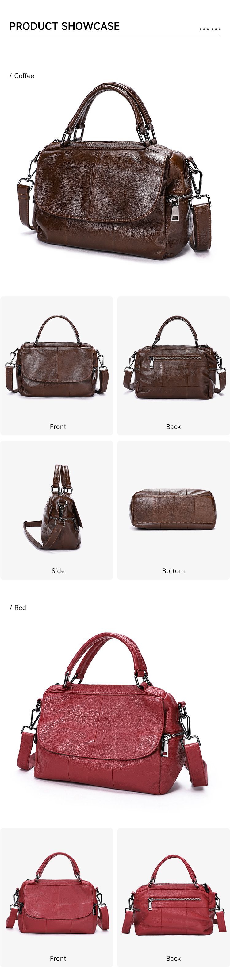 新款女式真皮單肩包 大容量休閒手提包 頭層牛皮高檔簡約斜挎包 百搭復古斜背包推薦 真皮包包