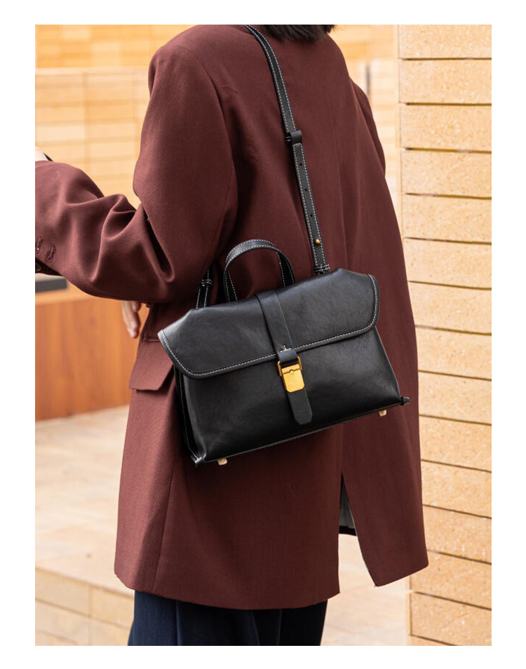 新款頭層牛皮郵差包 植鞣皮斜背包 熱銷真皮女士包包 小眾單肩斜挎包 大容量通勤手提包推薦 真皮包包