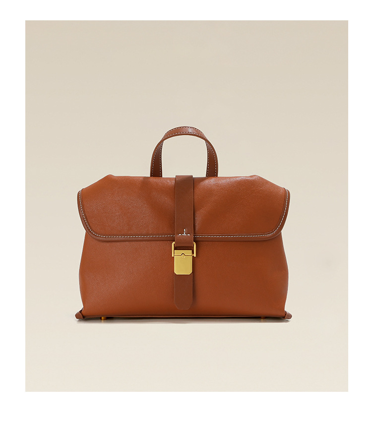 新款頭層牛皮郵差包 植鞣皮斜背包 熱銷真皮女士包包 小眾單肩斜挎包 大容量通勤手提包推薦 真皮包包