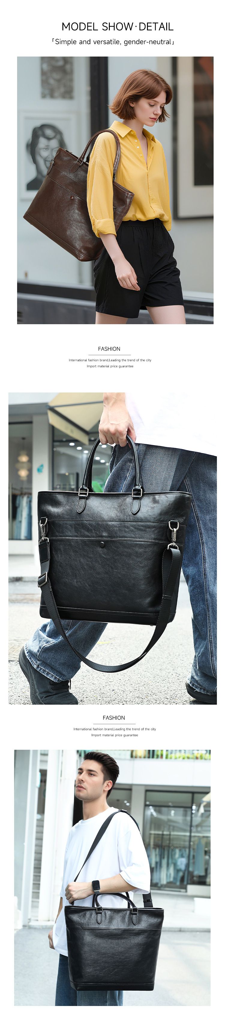 新款頭層牛皮大容量托特包 上班休閒便攜手提包 高級感時尚單肩女包購物手袋斜背包水桶包推薦 真皮包包