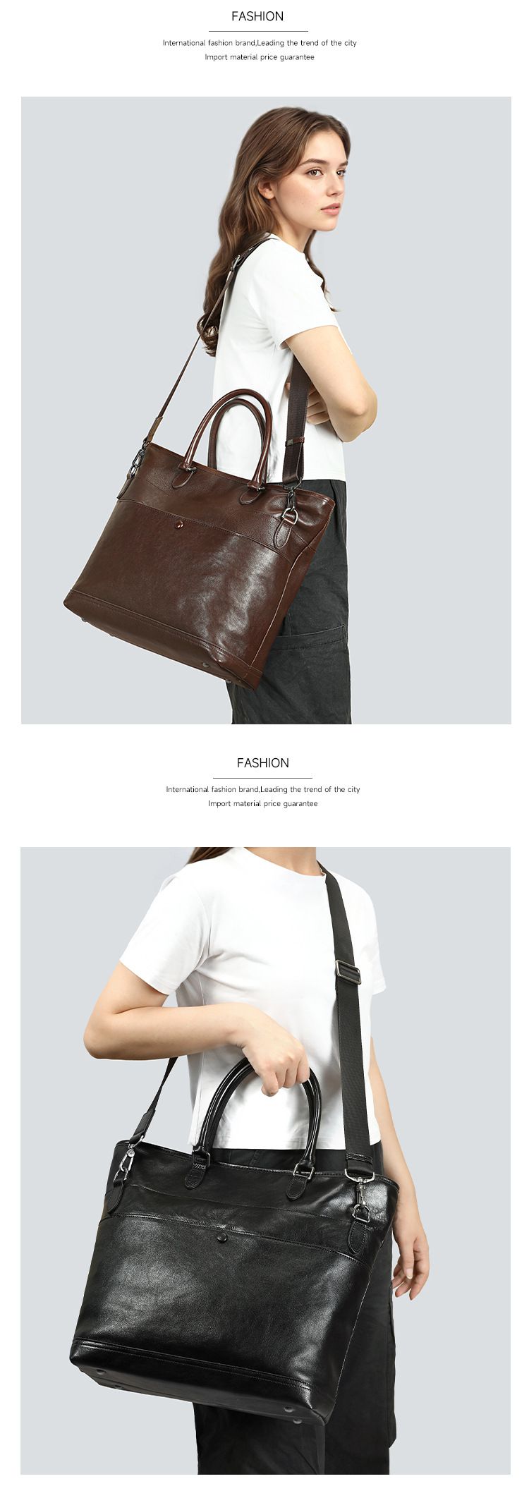 新款頭層牛皮大容量托特包 上班休閒便攜手提包 高級感時尚單肩女包購物手袋斜背包水桶包推薦 真皮包包