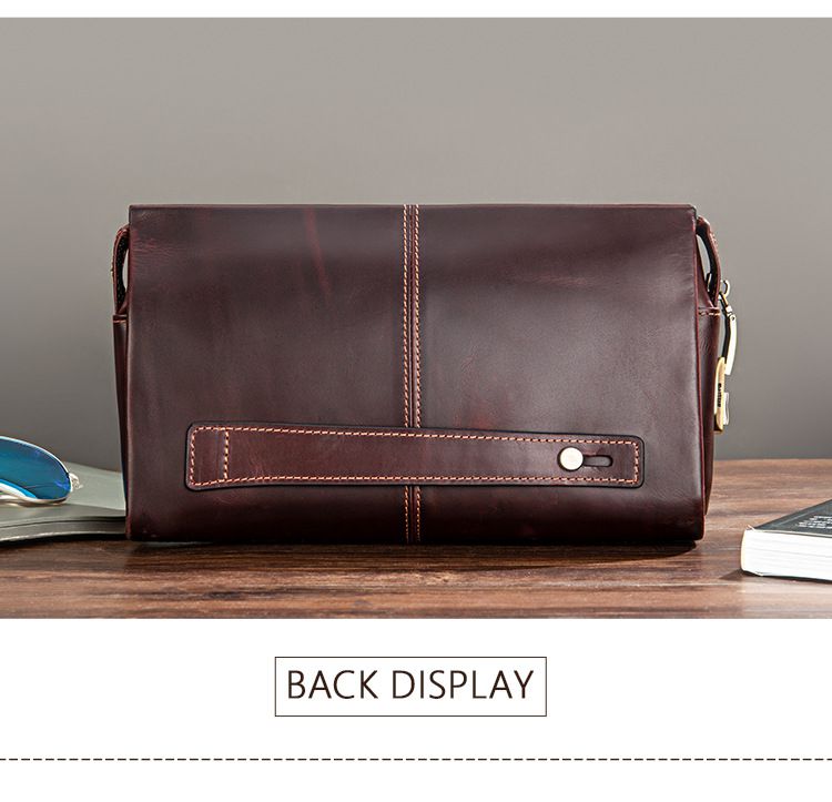 新款密碼鎖扣手拿包 真皮復古男款大容量手機皮夾包 頭層牛皮高端老闆包男士錢夾手包推薦 真皮包包