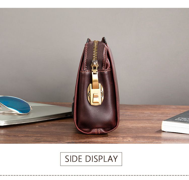 新款密碼鎖扣手拿包 真皮復古男款大容量手機皮夾包 頭層牛皮高端老闆包男士錢夾手包推薦 真皮包包