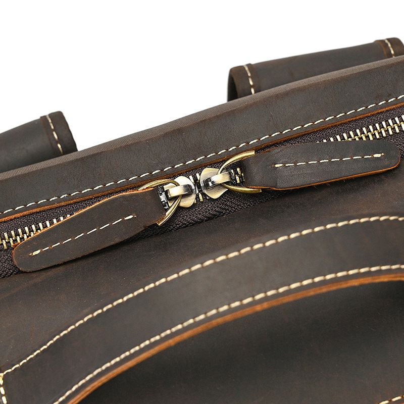 新款多功能18寸加大兩用瘋馬皮公文包 多功能旅行包手提包 男士真皮大容量雙肩包 頭層牛皮後背包推薦 真皮包包