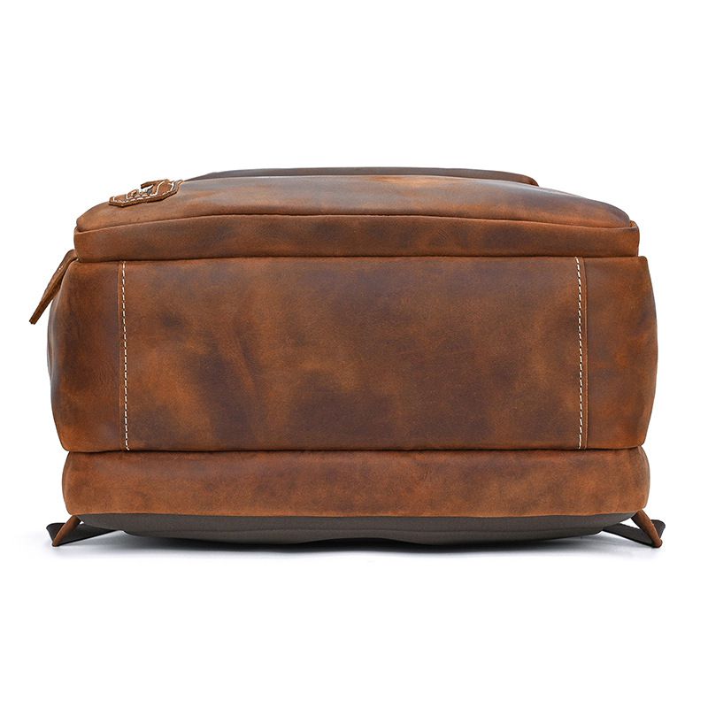 新款多功能18寸加大兩用瘋馬皮公文包 多功能旅行包手提包 男士真皮大容量雙肩包 頭層牛皮後背包推薦 真皮包包