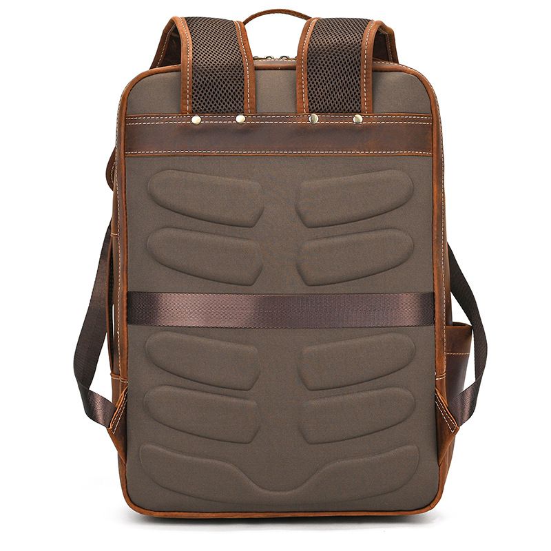 新款多功能18寸加大兩用瘋馬皮公文包 多功能旅行包手提包 男士真皮大容量雙肩包 頭層牛皮後背包推薦 真皮包包