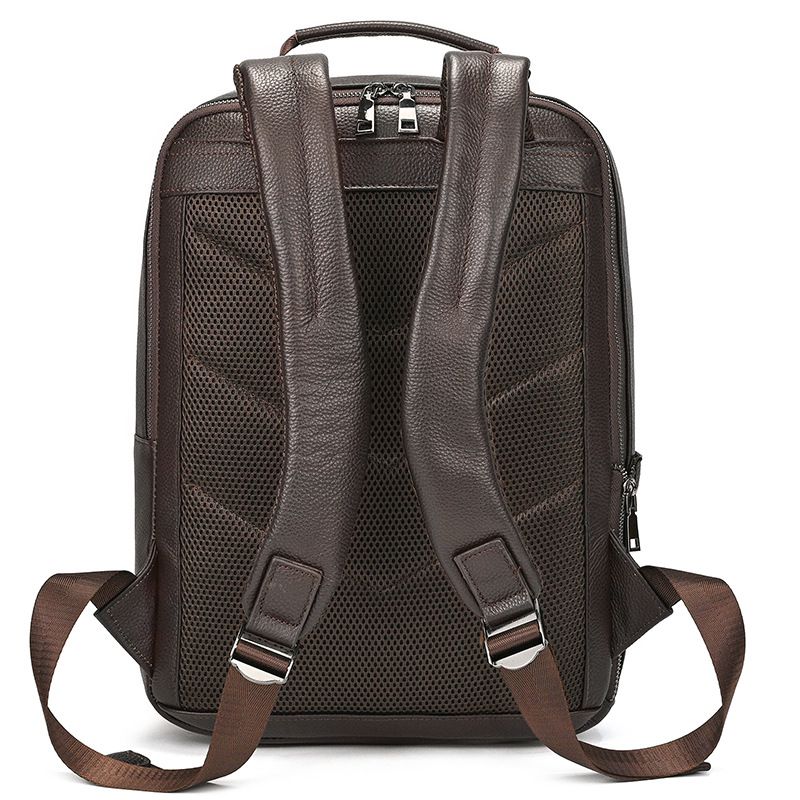 男士新款後背包 真皮雙肩背包 通勤電腦背包 大容量頭層牛皮戶外旅行包 學生書包推薦 真皮包包